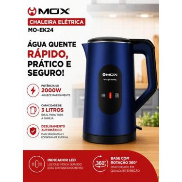 Imagem de Chaleira Elétrica MOX MOEK24 3L 2000W 220V Azul e Preto