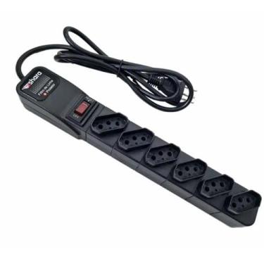 Imagem de Filtro de Linha +Protetor 6 Tomadas 10A 2200W 115/220V 1,5M - TS SHARA