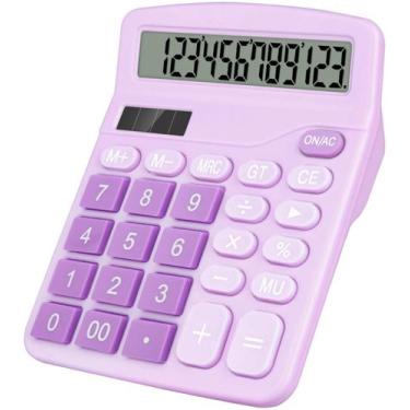 Imagem de Calculadora HUTUDD Roxa de 12 Dígitos com LCD Grande e Alimentação Dup