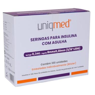 Imagem de KIT 400UN SERINGA PARA INSULINA UNIQMED 0,3ML 8X0,30MM 31G