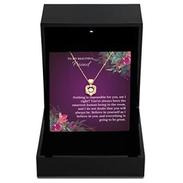 Imagem de SpreadPassion Colar de ouro com nó de coração caixa de luxo Nada Impossível Amigo Encorajamento Jóias, Presente para Amigos, Presentes de incentivo, Joias Ideias de Presente, Perso