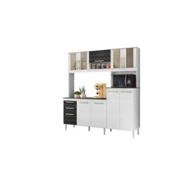 Imagem de Cozinha Compacta 9 Portas Pétala Branco Uv/Preto Tridimensional - Nici