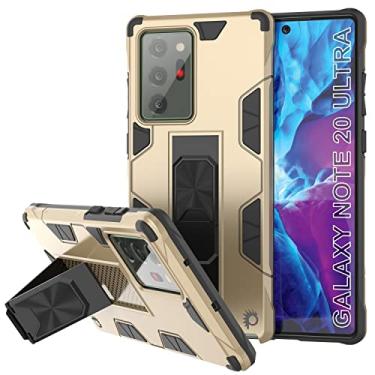 Imagem de PunkCase Capa protetora para Galaxy Note 20 Ultra [série ArmorShield], capa protetora de camada dupla com suporte de anel de metal e suporte | Proteção total para Note20 Ultra 5G (17,5 cm) [Ouro]