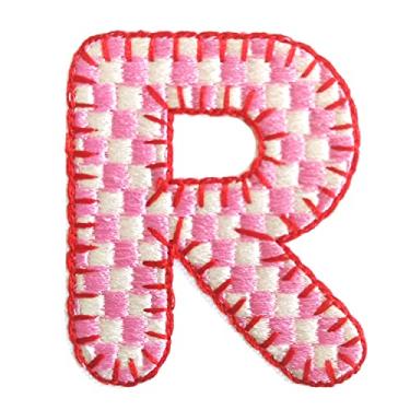 Imagem de 5 Pçs Patches de letras de chenille adesivos de ferro em remendos de letras universitárias com glitter, remendos bordados costurados para roupas chapéu camisa bolsa (Muticolor, R)