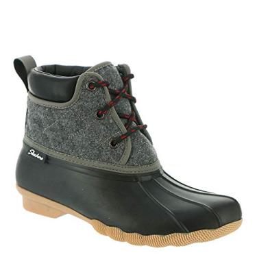 Imagem de Skechers Bota feminina Pond Lil Puddles Mid acolchoada com cadarço e sola impermeável, Preto/Carvão, 36