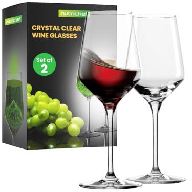 Imagem de NutriChefKitchen 2 conjuntos de taças de vinho de cristal ultra transparentes, tamanho único