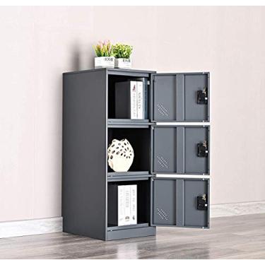 Imagem de Organizador de armário de metal digital com cadeado e prateleira, tamanho pequeno para crianças e academia (P3V, cinza escuro)