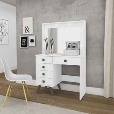 Imagem de Penteadeira 5 Gavetas com Iluminação Tomada Embutida Movelbento