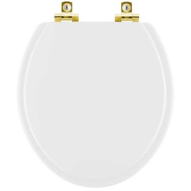 Imagem de Assento Sanitário Soft Close Benfica Branco Para Vaso Luzarte Com Ferragem Dourada