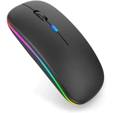 Imagem de Mouse Sem Fio Recarregável, Ergonômico, com Led RGB, Conexão Dual Bluetooth 5.0/USB 2.4GHz, DPI Ajustável, perfeito para Notebook, PC, Desktop, Laptop, Silencioso, Qualidade Premium - Preto