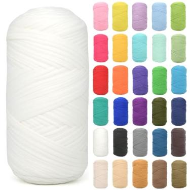 Imagem de Camiseta para crochê, camiseta branca, tecido elástico grosso, fio de crochê para iniciantes, bolsa de tricô à mão, cesta/porta-copos / artesanato faça você mesmo/decoração de casa 200 g (branco