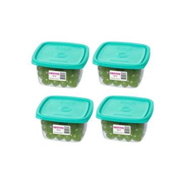 Imagem de Kit com 4 Potes Quad de Plástico Marmita Sanremo 800ML Verde