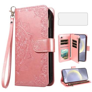 Imagem de Asuwish Capa para celular Samsung Galaxy S24 Plus/S25 Plus S24+ S25+ 5G1 com protetor de tela e suporte para cartão de crédito S24Plus 24S + S 24 24+ S25Plus 25S 25+ SM-S936U ouro rosa