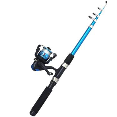 Imagem de Vara de pesca de bolso, vara de pesca ultraleve telescópica com molinete giratório, kit de vara dobrável portátil dobrável para água salgada e doce