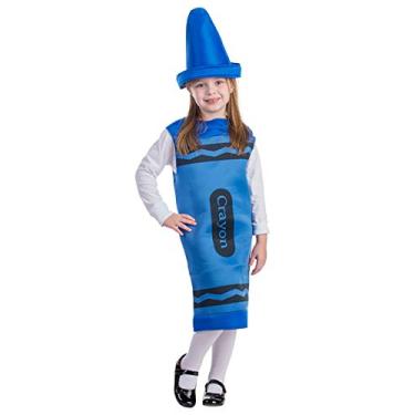 Imagem de Fantasia infantil de giz de cera azul da Dress Up America, Azul, Medium