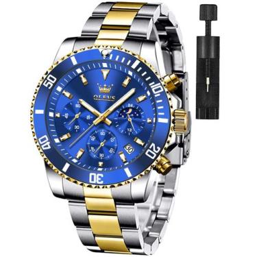 Imagem de Relógio de pulso OLEVS Blue Classic para homens com cronógrafo de data