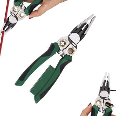 Imagem de 8 em 1 Decapador de Fios com Testador Voltagem, Aço Liga Alicate Decapador Ferramenta Multifuncional para Cortar Puxar Descapar Crimpar Cabos (Verde)