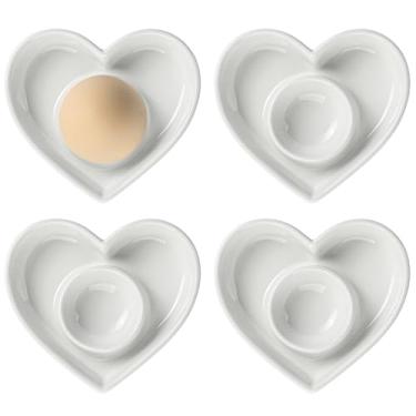 Imagem de Conjunto de 4 copos de cerâmica para ovos de porcelana para ovos cozidos macios na cozinha, restaurante para café da manhã e jantares de festa