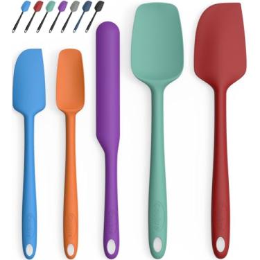 Imagem de Coukre Conjunto de 5 espátulas de silicone, resistente a altas temperaturas, silicone de grau alimentício, pode ser lavado na lava-louças, para assar, cozinhar (colorido B, peça única)
