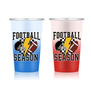 Imagem de Clickslock Copos de alumínio que mudam de cor da temporada de futebol - 473 ml, pacote com 2 unidades, vermelho e azul, reutilizáveis esportivos para porta traseira e festas noturnas de jogos