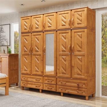 Imagem de Guarda-Roupa Casal 10 Portas 6 Gavetas com Espelho em Madeira Berlim - Cavazotto