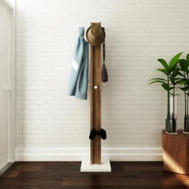 Imagem de Cabideiro De Chão Multimóveis Cr35004 Nogal/Branco - MULTIMOVEIS