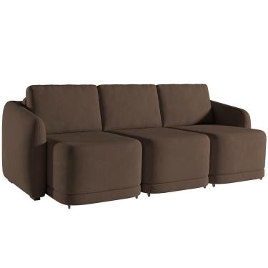 Imagem de Sofá Cama Para Sala De Estar 3 Lugares 276cm Montserrat K01 Veludo Marrom - Lyam Decor