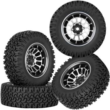 Imagem de hopsupRC 1.55 RC Tires for 1/10 D90 TF2 Tamiya CC01 CC02 LC70 LC80 RC Crawler Car.Aluminium RC Truck Tires Highway Tires 1.55" RC Wheels and Tires 1.55 Beadlock Wheel Rim RC Tires,Black