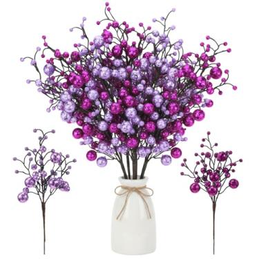 Imagem de Syhood Pacote com 20 caules de bagas de Natal com glitter para árvore de Natal, 29 cm, arvores artificiais, galhos, ornamentos para decoração de Natal, faça você mesmo, grinaldas, artesanato