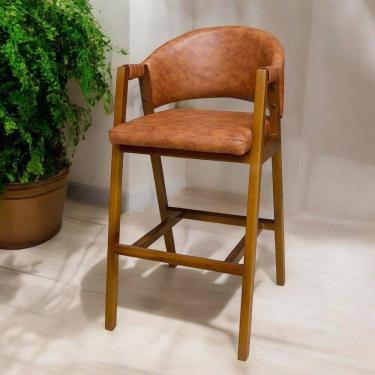 Imagem de Banqueta Alta Bistrô Dora Encosto E Assento Estofados Couríssimo Ocre- Mabe Magazine