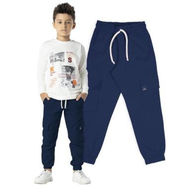 Imagem de Calça Infantil Menino Cargo Sarja Com Bolso E Punho - Vrasalon, 12, Ma