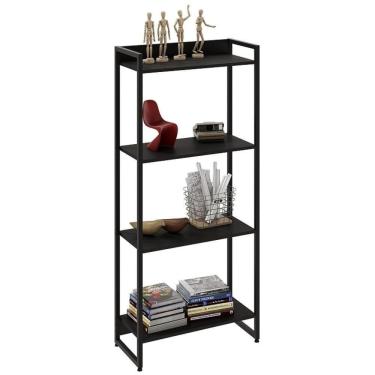 Imagem de Estante Livreiro Dynamica Industrial 60cm 4 Prateleiras C08 Preto ônix - Mpozenato