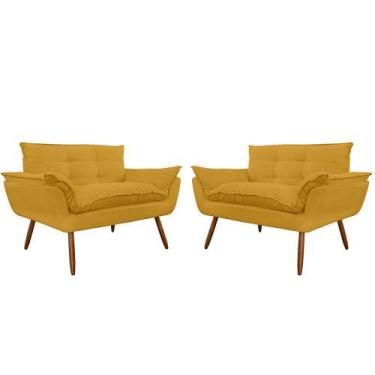 Imagem de Kit 02 Namoradeira Poltrona Sofá decorativa 02 Lugares Opalla Pés Pali
