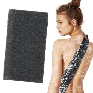 Imagem de Pacote com 1 esfregão esfoliante para as costas para chuveiro de banho, esfoliante para o corpo, toalha de limpeza profunda, esponja de banho, bucha de chuveiro para mulheres e homens, cinza