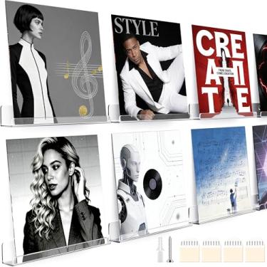 Imagem de Prateleiras de parede para discos de vinil de 30,5 cm, pacote com 6, adesivo de acrílico transparente, suporte de disco flutuante para amantes de música, lojas de discos, decoração de parede, livros e