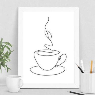 Imagem de Quadro Café Minimalista 33x24cm - Moldura Preta