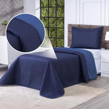 Imagem de Colcha Cobre Leito Solteiro 2 Peças Dupla Face 200 Fios Matelado Ultra