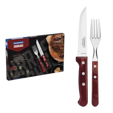 Imagem de Tramontina Jogo 12 Peças Churrasco Inox Polywood Vermelho