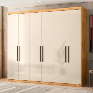 Imagem de Guarda Roupa Roupeiro Venice 6 Portas 2 Gavetas 3 Prateleiras Cinamon Touch Off White Demóbile