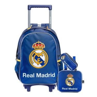Imagem de Kit Escolar Real Madrid Mochila Rodas + Lancheira + Estojo