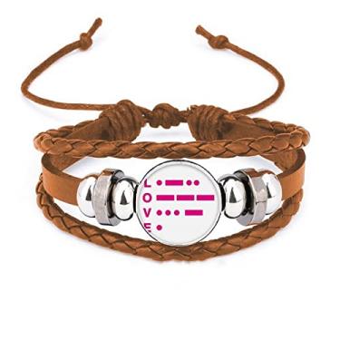 Imagem de un brand Pulseira de couro Morse Code Love Point Line Expressão