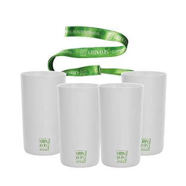 Imagem de 4 Copos Eco Branco com Cordão Green Cups 280 ml