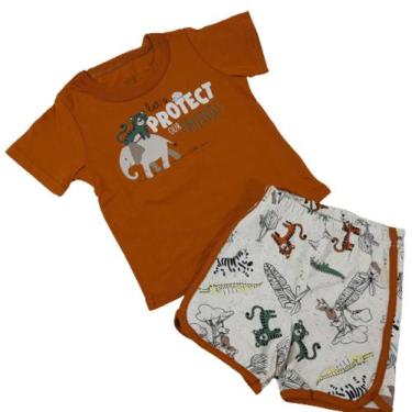 Imagem de Conjunto Infantil Menino Verão Pra Bebê Camiseta Bermuda Elian Estampa