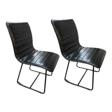 Imagem de Conjunto 2 Cadeiras Cristal Sala de Jantar em Couro Preto e Metal Preto