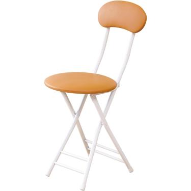 Imagem de Banco de bar dobrável de 47 cm com encosto, banco redondo acolchoado com altura de balcão, banco dobrável portátil Bancos de bar altos para cozinha, jardim doméstico, exterior, laranja