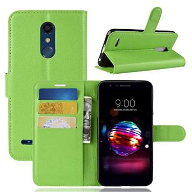 Imagem de Capa para LG K10 2018, capa carteira flip de couro PU premium com compartimento para cartão, suporte e fecho magnético [capa interior à prova de choque de TPU] Compatível com LG K10 2018