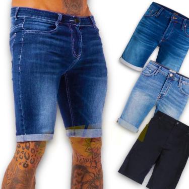 Imagem de Bermuda Jeans Masculina Casual Elastano Slim 410-Masculino
