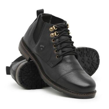 Imagem de Bota Tênis Masculino Coturno cano curto Resistente Couro legítimo Camu
