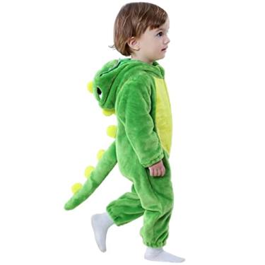 Imagem de Fantasia infantil unissex de animais para bebês, macacão de Halloween, Dinossauro verde, 3-4T/Height 39"-42"