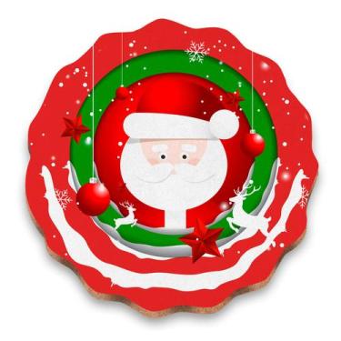 Imagem de Guirlanda Natalina Mandala com Papai Noel MDF  Decoração Festiva para 